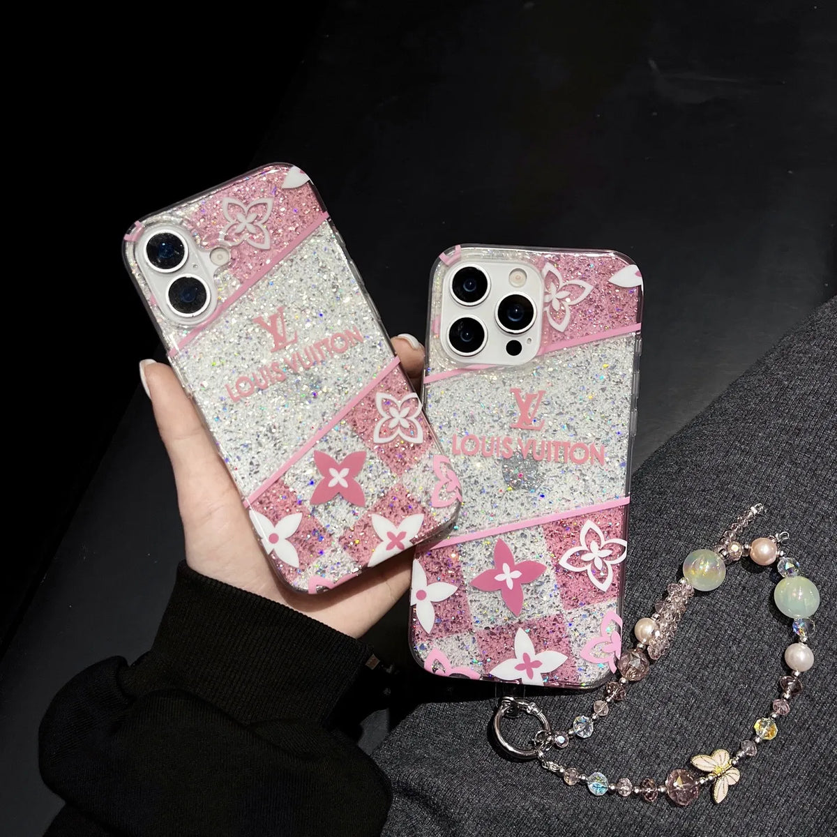 Louis Vuitton-inspired pink monogram iPhone 16 case