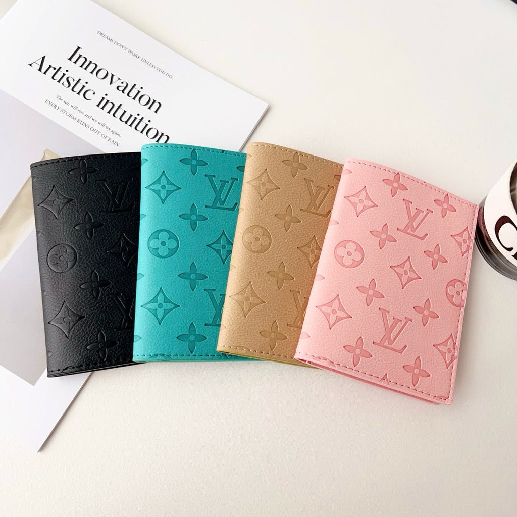 Louis Vuitton-inspired embossed monogram passport holder