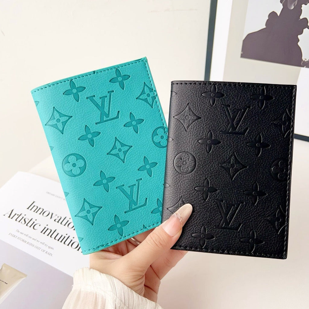 Louis Vuitton-inspired embossed monogram passport holder