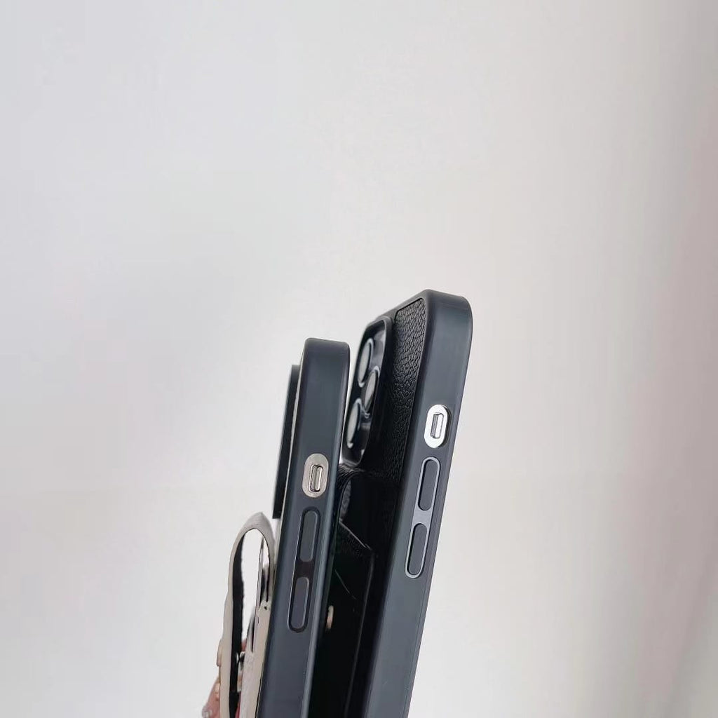 Chanel-inspired phone wallet case with contrast card pocket