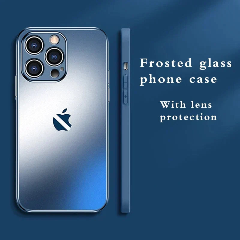 Frosted TPU glass case for iPhone 14 13 12 series, dark blue