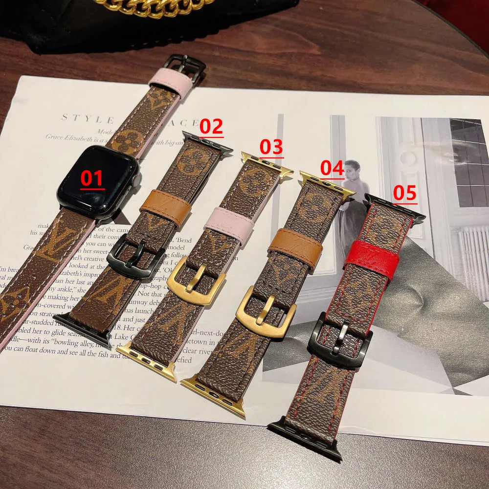 Louis Vuitton-inspired patterned Apple Watch band with buckle