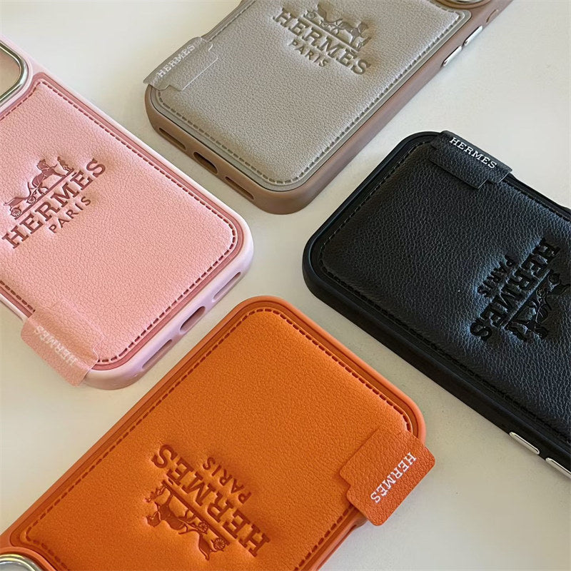 Hermes-inspired leather iPhone case 17 / 16 / 15 / 14 / 13
