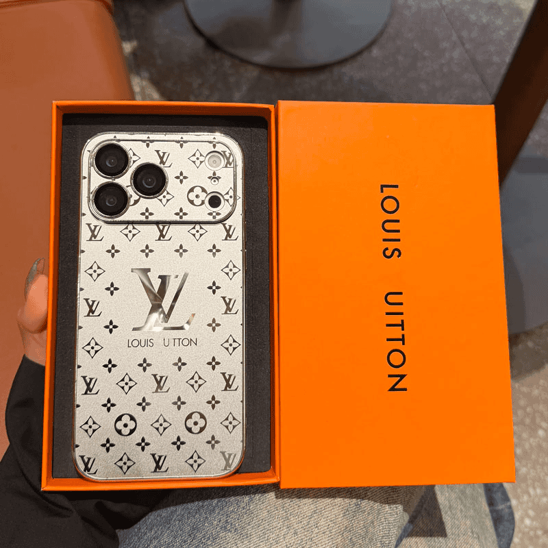 Louis Vuitton-inspired small monogram iPhone case with contrasting camera trim