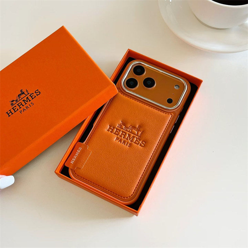 Hermes-inspired leather iPhone case 17 / 16 / 15 / 14 / 13