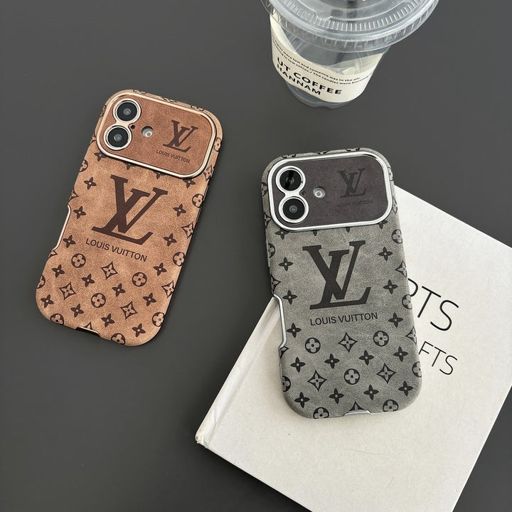 Louis Vuitton-inspired leather iPhone case with embossed monogram