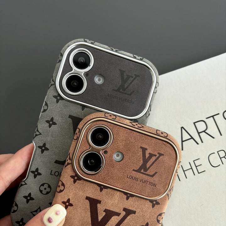 Louis Vuitton-inspired leather iPhone case with embossed monogram