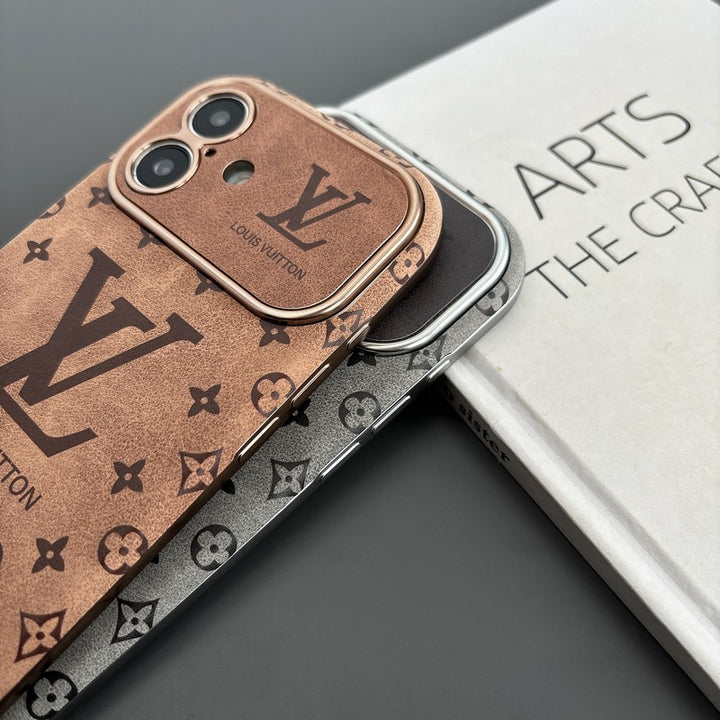 Louis Vuitton-inspired leather iPhone case with embossed monogram
