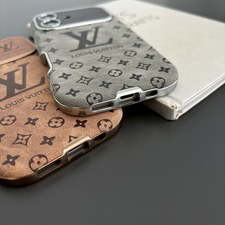Louis Vuitton-inspired leather iPhone case with embossed monogram