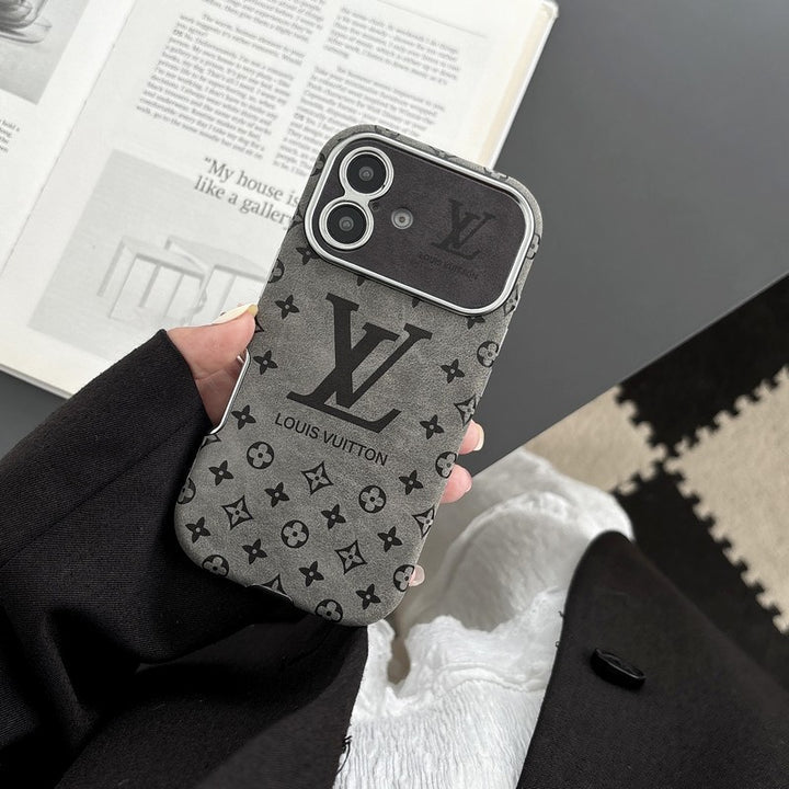 Louis Vuitton-inspired leather iPhone case with embossed monogram