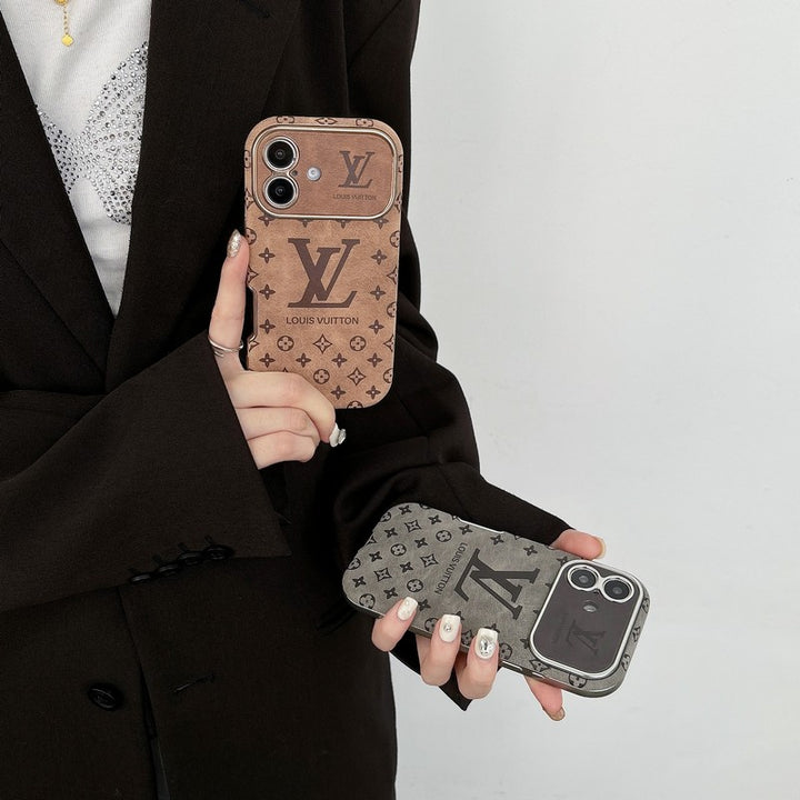 Louis Vuitton-inspired leather iPhone case with embossed monogram