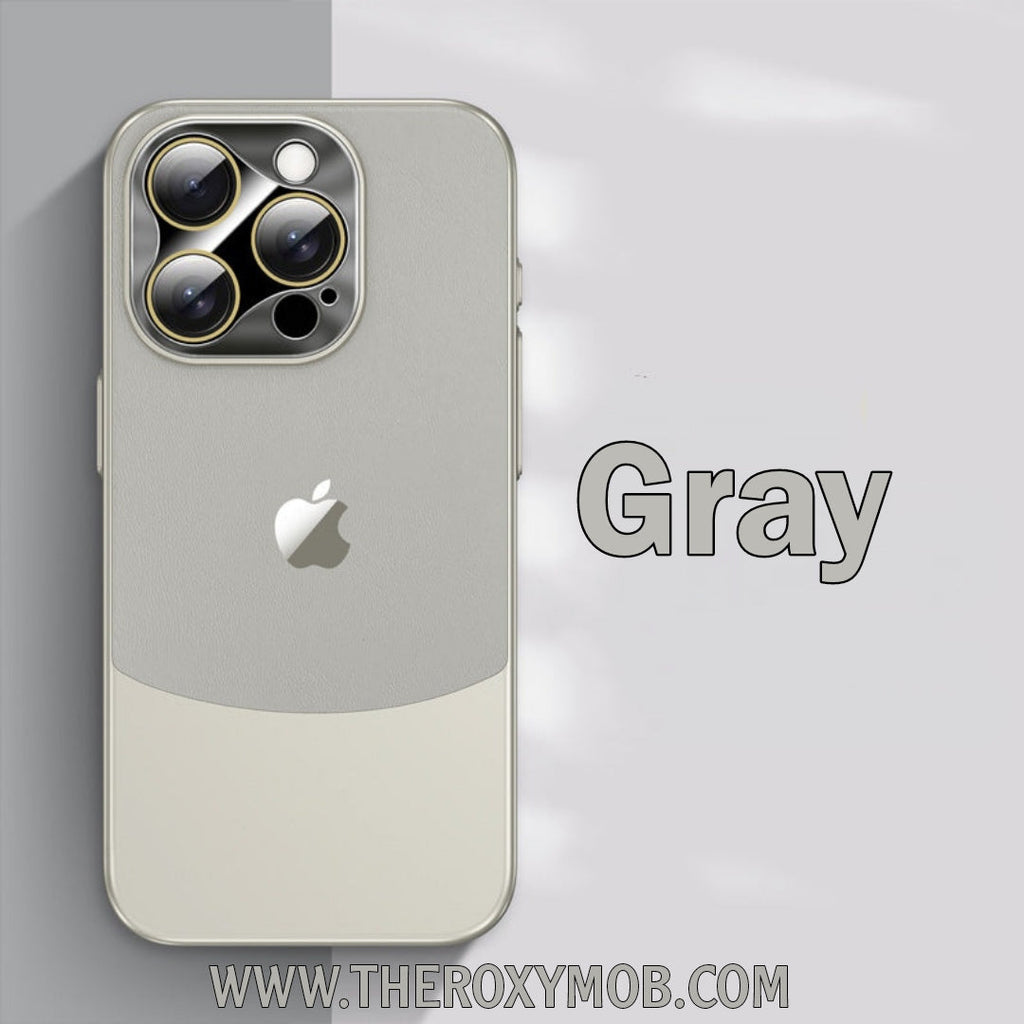 Leather case for iPhone 15 14, gray