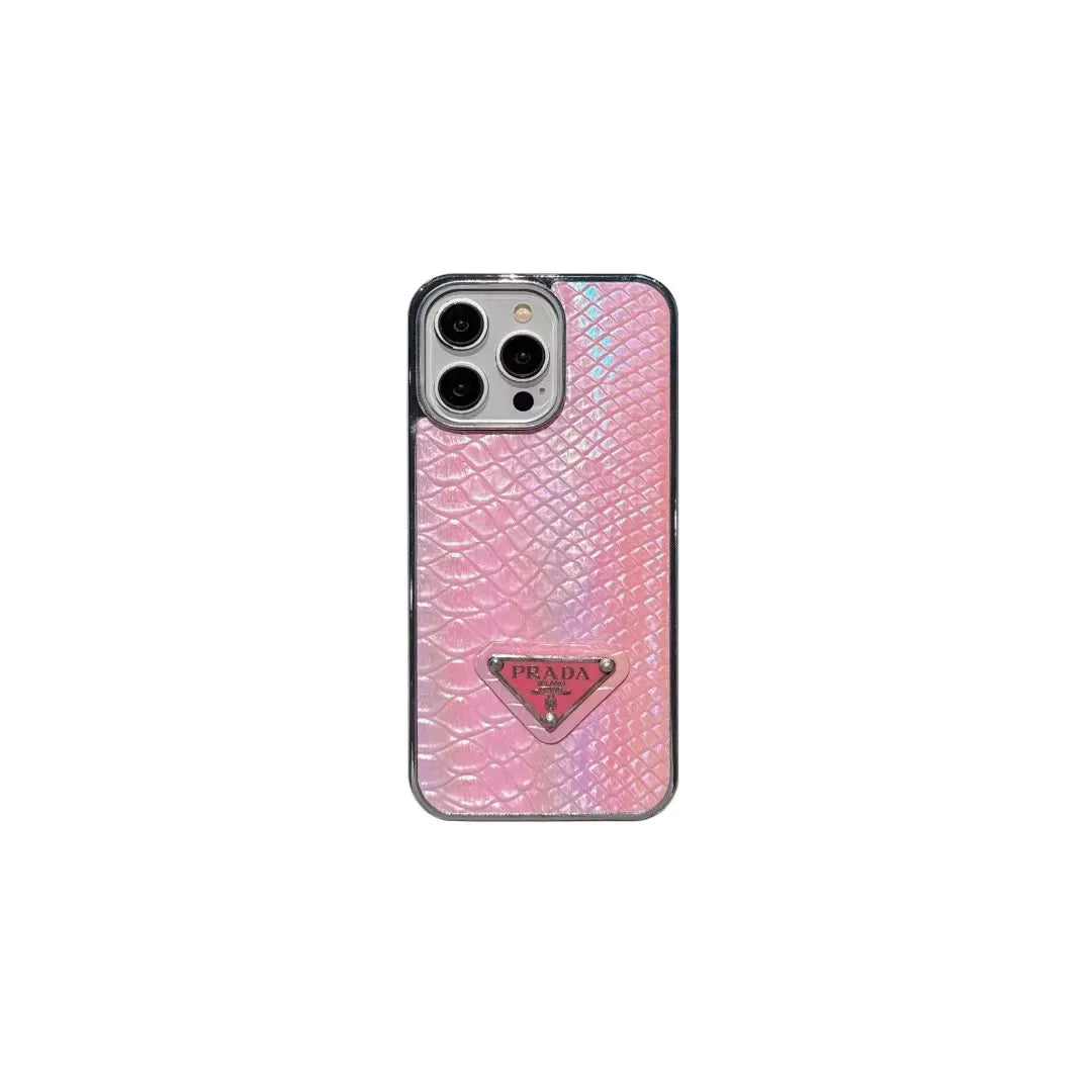 Prada-inspired pastel textured phone case with triangle detail