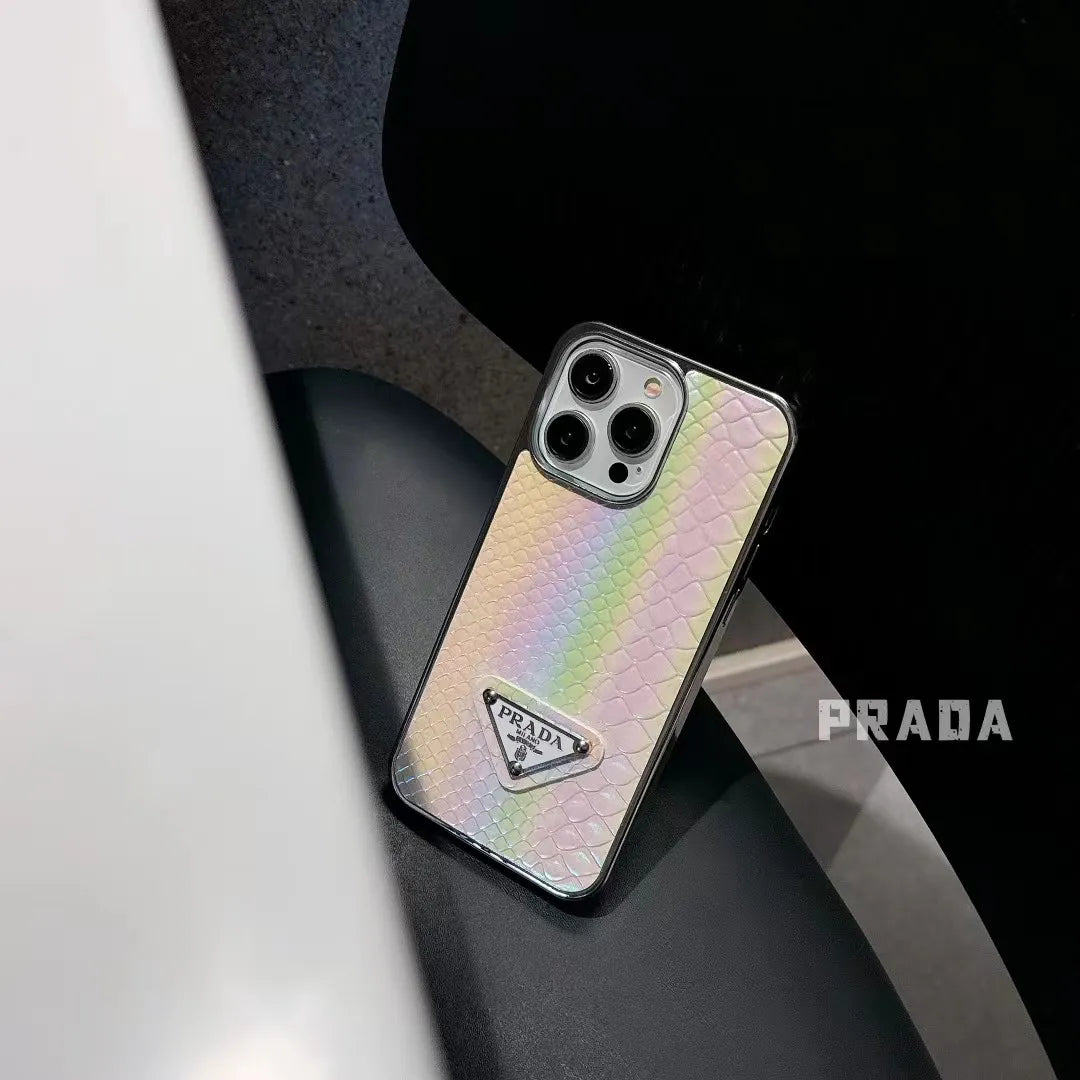 Prada-inspired pastel textured phone case with triangle detail