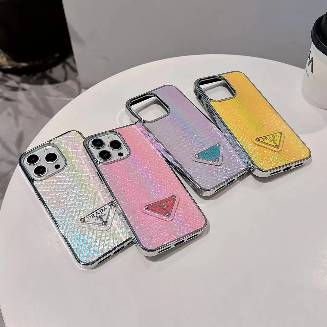 Prada-inspired pastel textured phone case with triangle detail