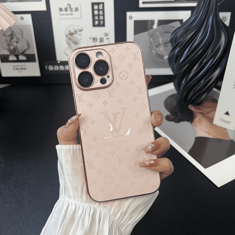 Louis Vuitton-inspired small monogram iPhone case with contrasting camera trim