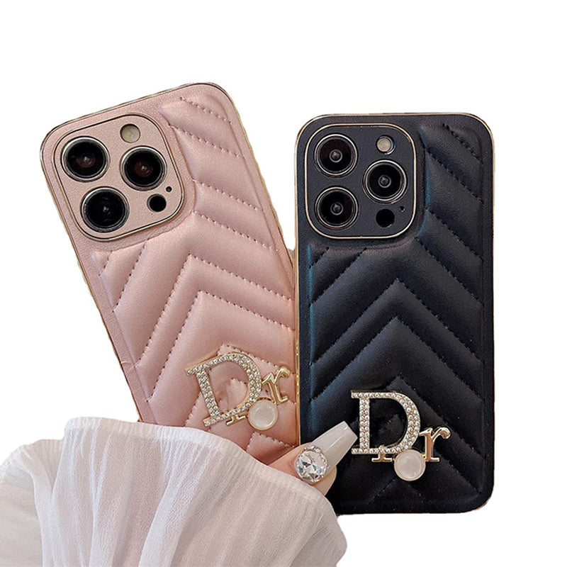 Dior-inspired chevron puffer iPhone case
