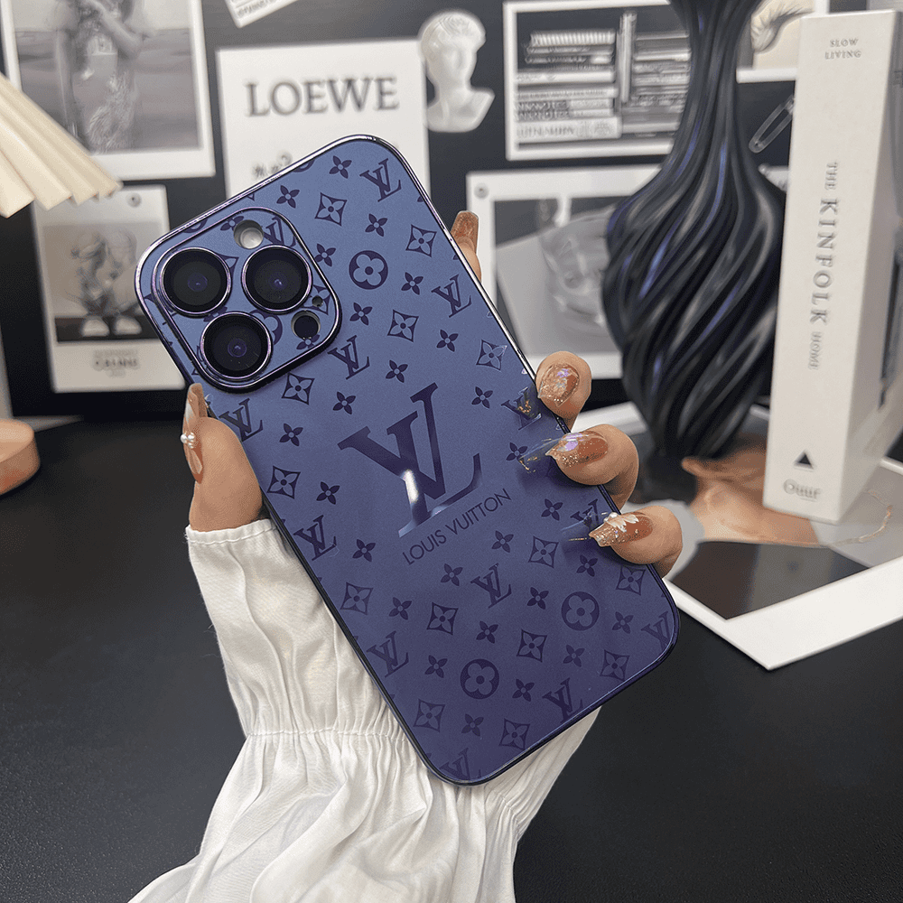 Louis Vuitton-inspired small monogram iPhone case with contrasting camera trim