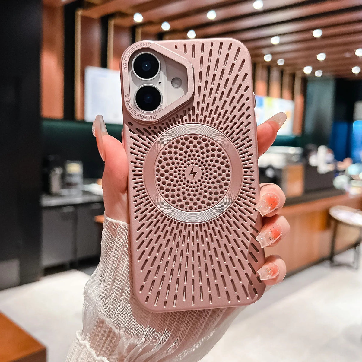 Textured iPhone case with circular pattern