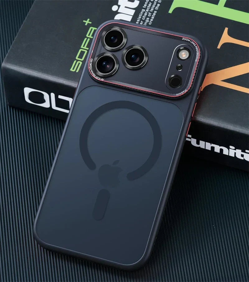 Magnetic iPhone case with camera lens protection