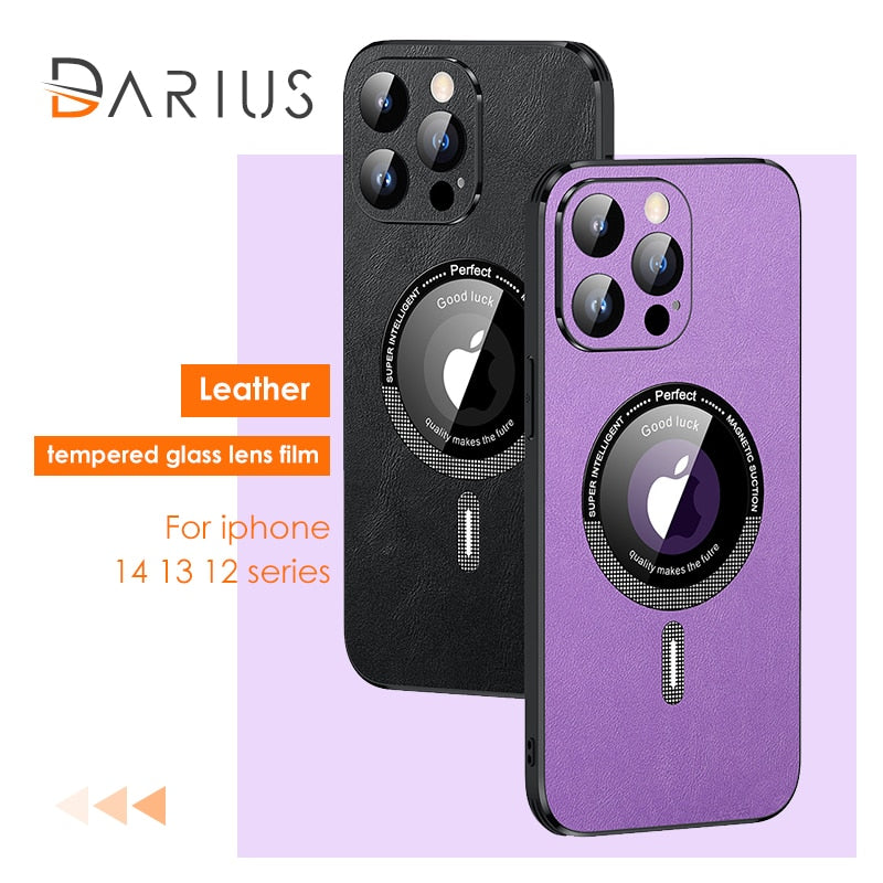 Leather iPhone case with camera lens protection