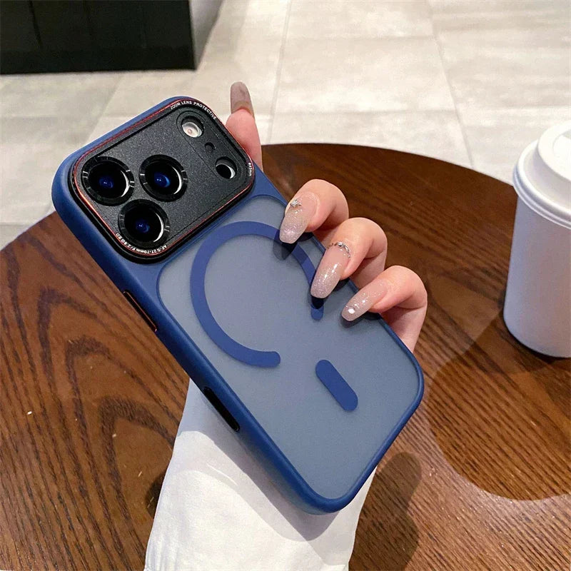 Magnetic iPhone case with camera lens protection