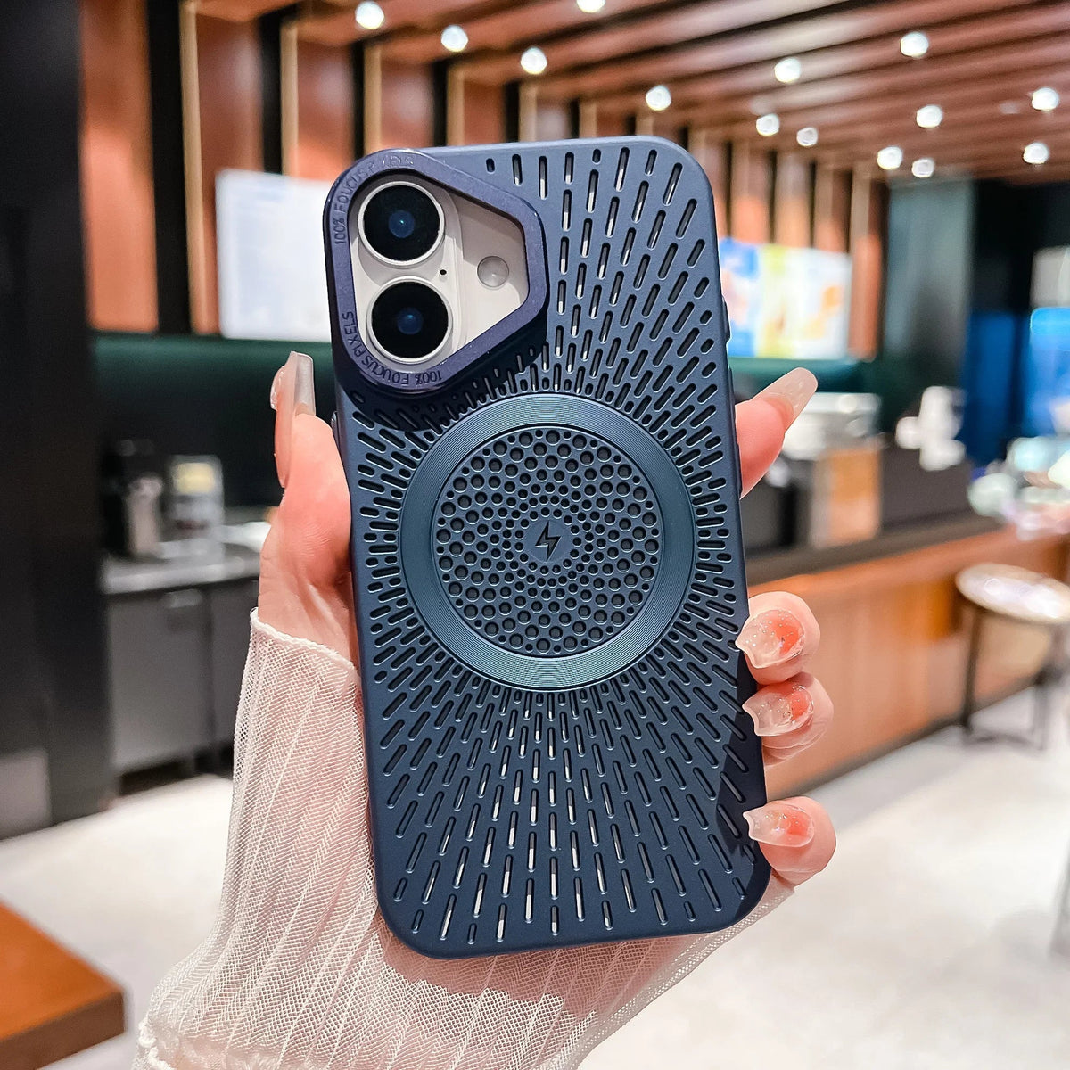 Textured iPhone case with circular pattern