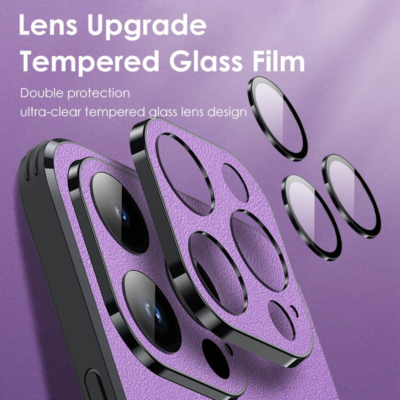 Leather iPhone case with camera lens protection