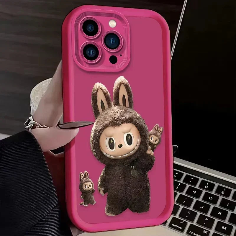 Labubu-inspired pastel character phone case for iPhone