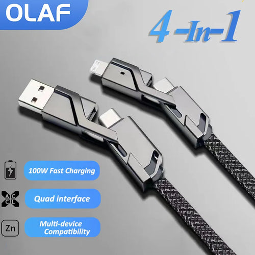 4-in-1 charging cable for iPhone and Samsung