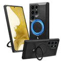 Leather plastic protective case with stand for Samsung s24 / s23, black
