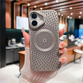 Textured iPhone case with circular pattern, gray