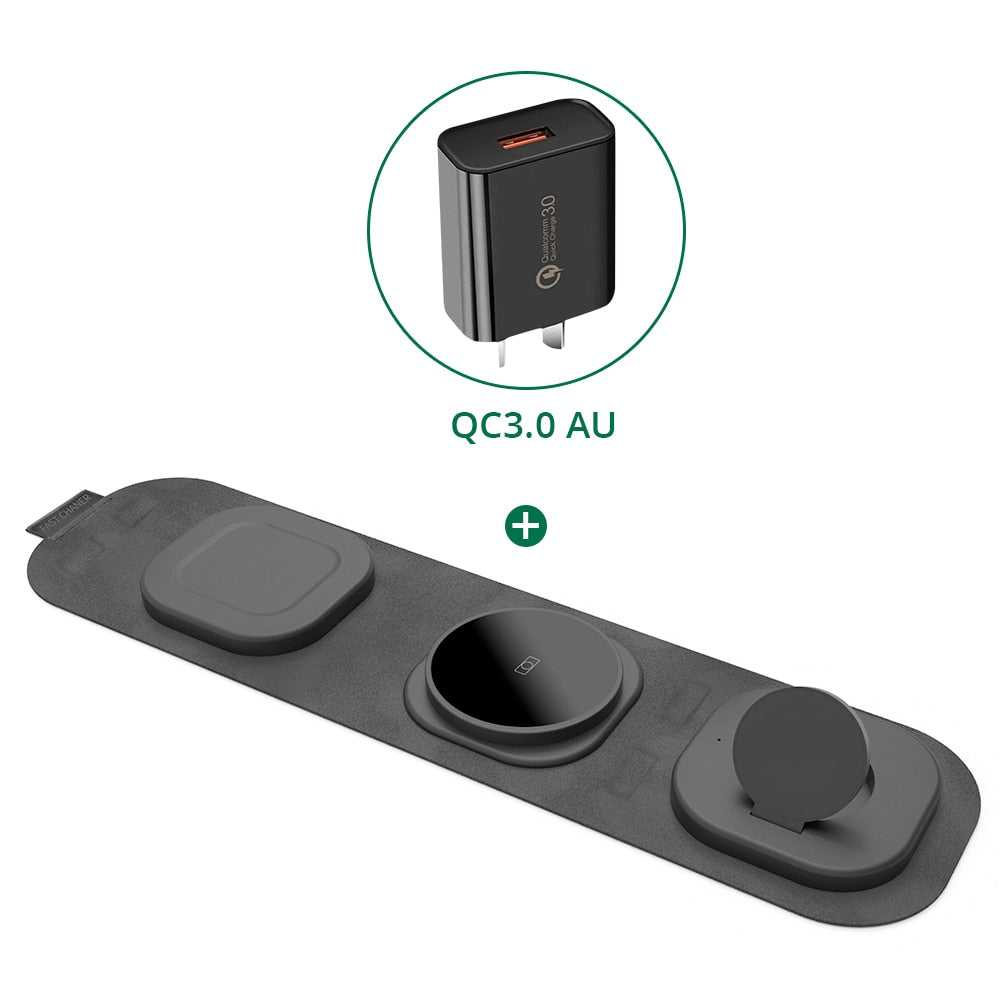 3-in-1 foldable travel charger for iPhone, Apple Watch and AirPods