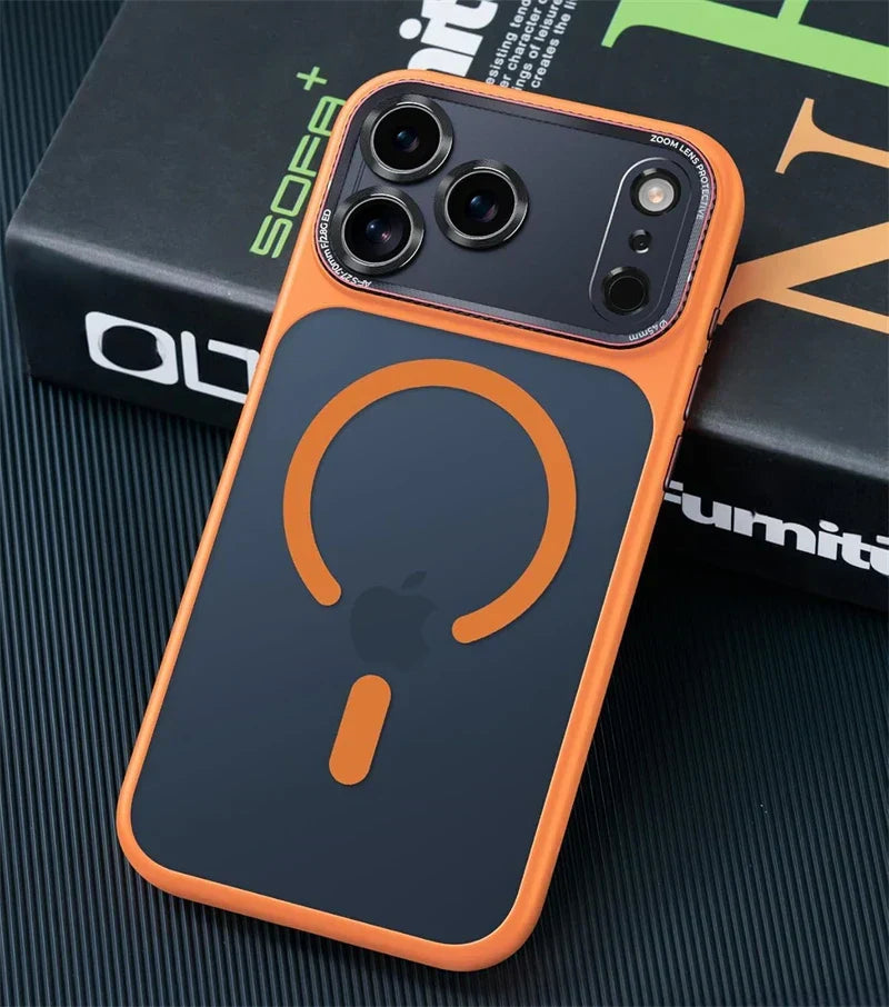 Magnetic iPhone case with camera lens protection