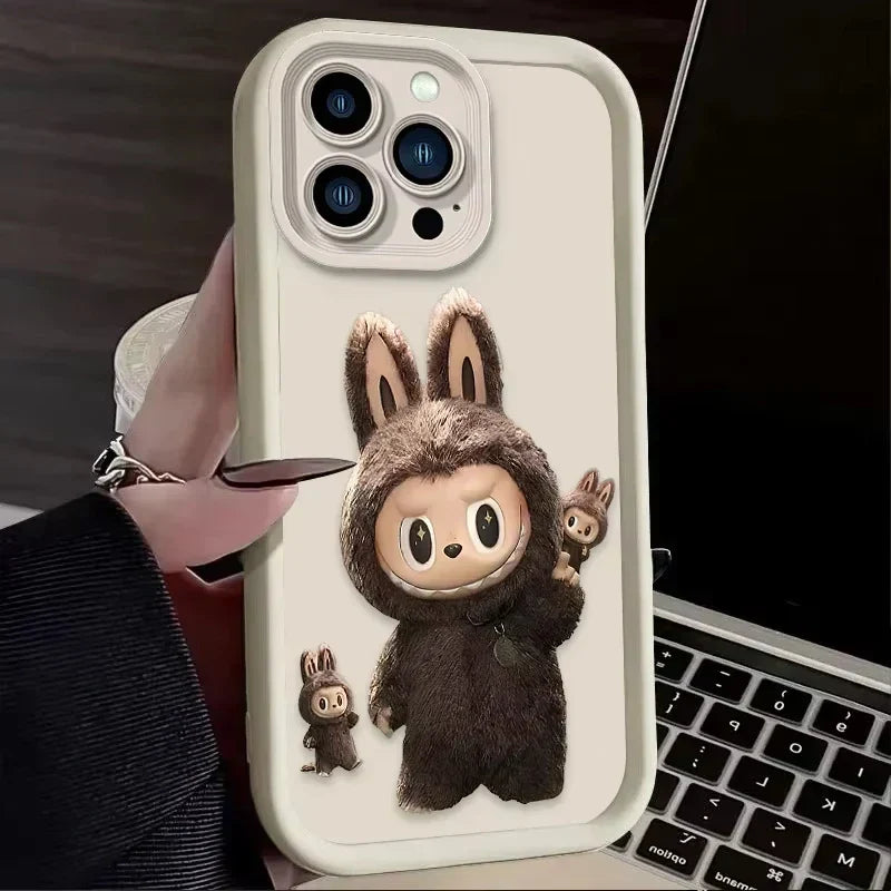 Labubu-inspired pastel character phone case for iPhone