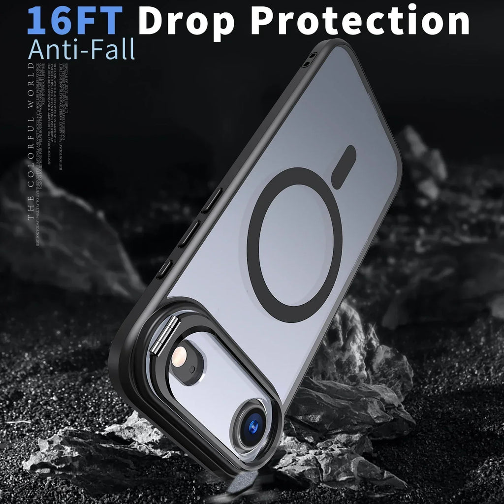 Magnetic phone case with folding kickstand