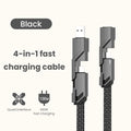 4-in-1 charging cable for iPhone and Samsung, black