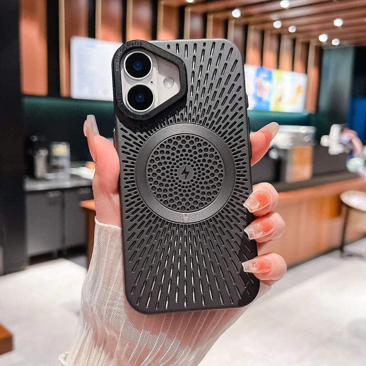 Textured iPhone case with circular pattern