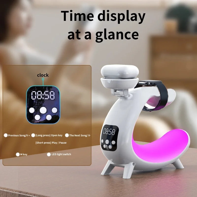 6-in-1 alarm clock and magnetic wireless charger