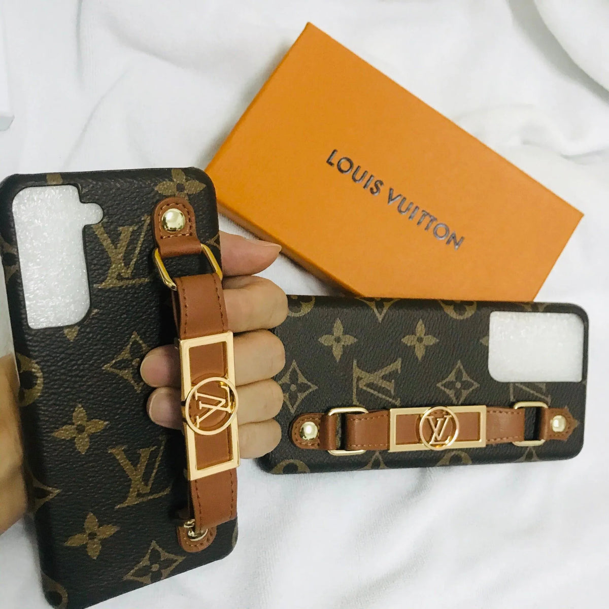 Monogram Samsung Galaxy s23 case with hand strap