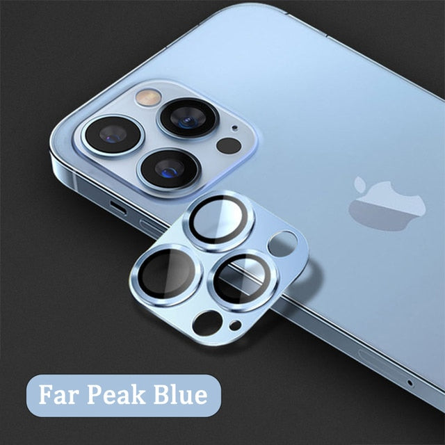 Full cover camera lens protector for iPhone 14 13 12, peak blue