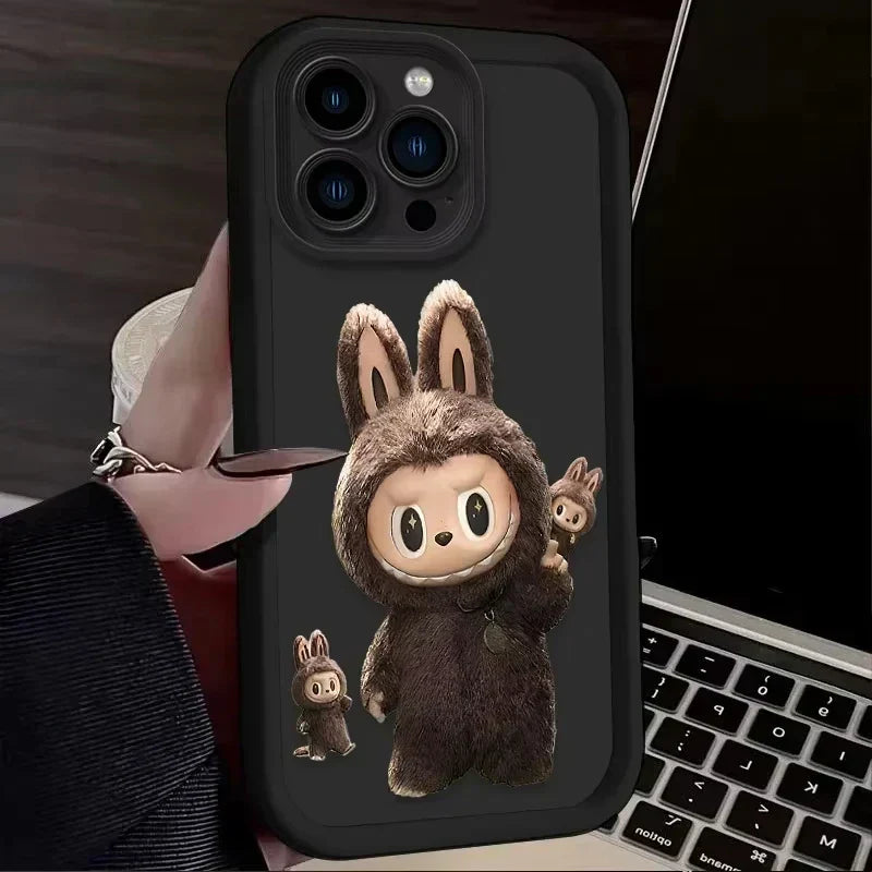 Labubu-inspired pastel character phone case for iPhone