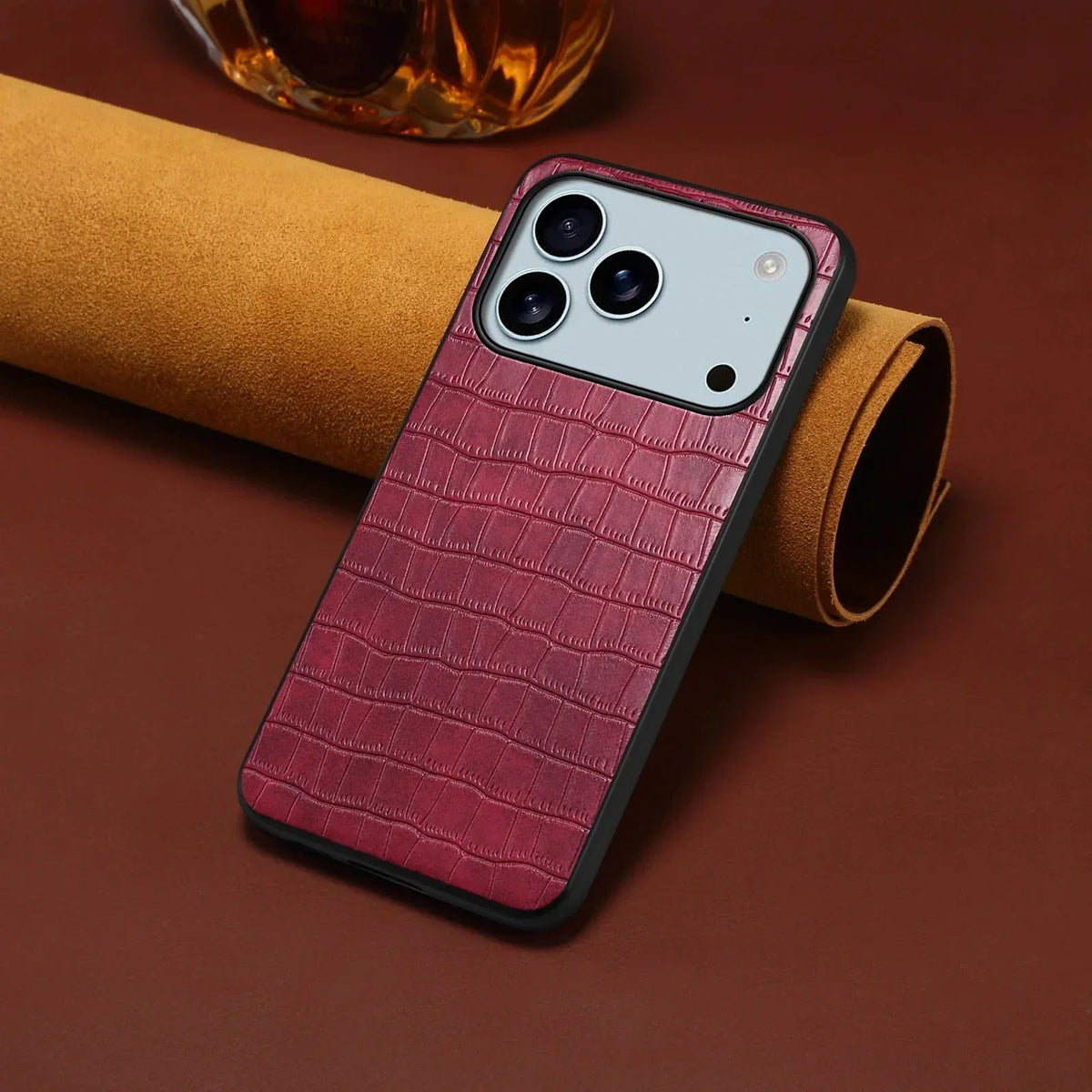 3D texture PU leather case for iPhone 17 / 16 / 15 / 14
