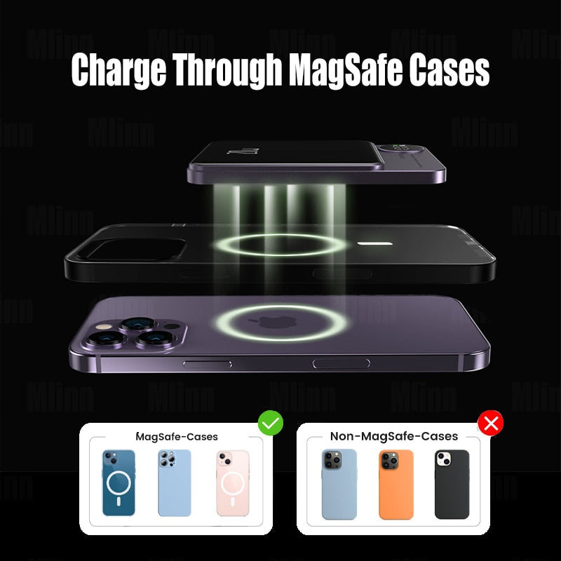 Slim magnetic wireless power bank with digital display