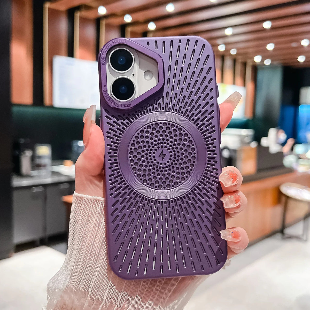 Textured iPhone case with circular pattern