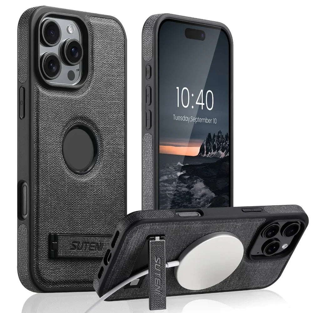 Cowboy patterned leather phone case for iPhone 16 15 14, black