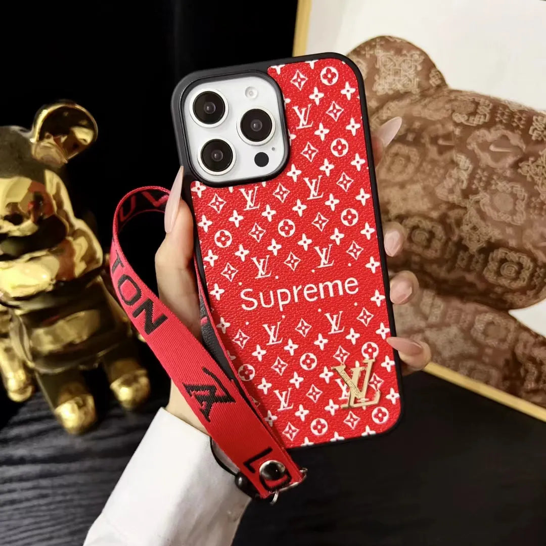 Louis Vuitton-inspired bright monogram phone case with letter detail
