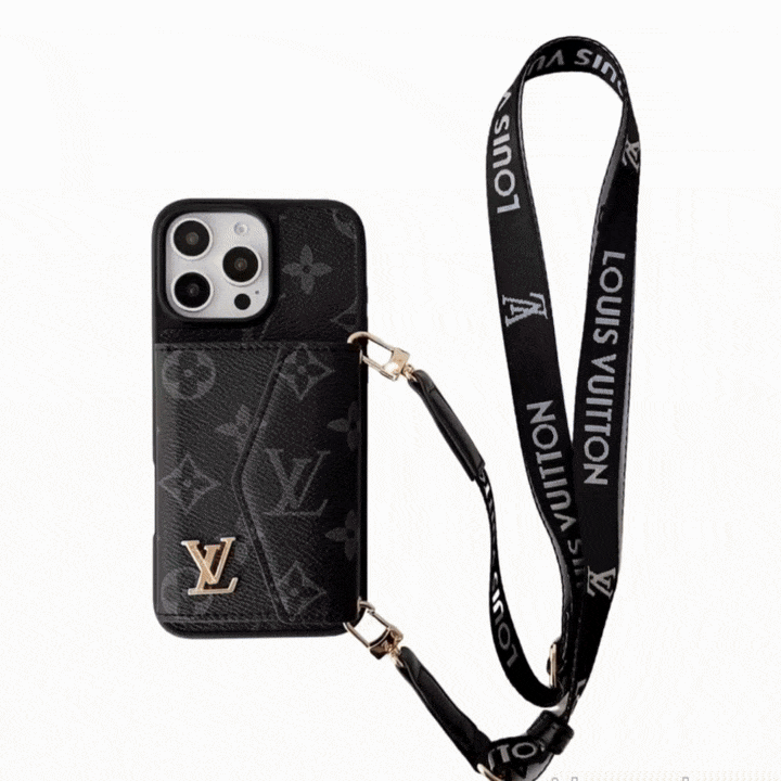 Canvas and leather crossbody iPhone case with accordion card holder