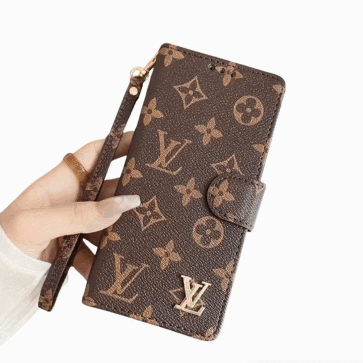 Louis Vuitton-inspired monogram flip wallet case for iPhone