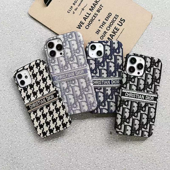 Dior-inspired patterned iPhone case with contrast lettering band
